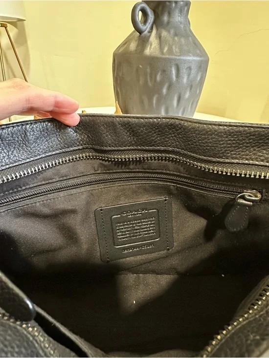 Coach Black Signature Messenger Bag with Brown Center Stripes - Picture 5 of 8